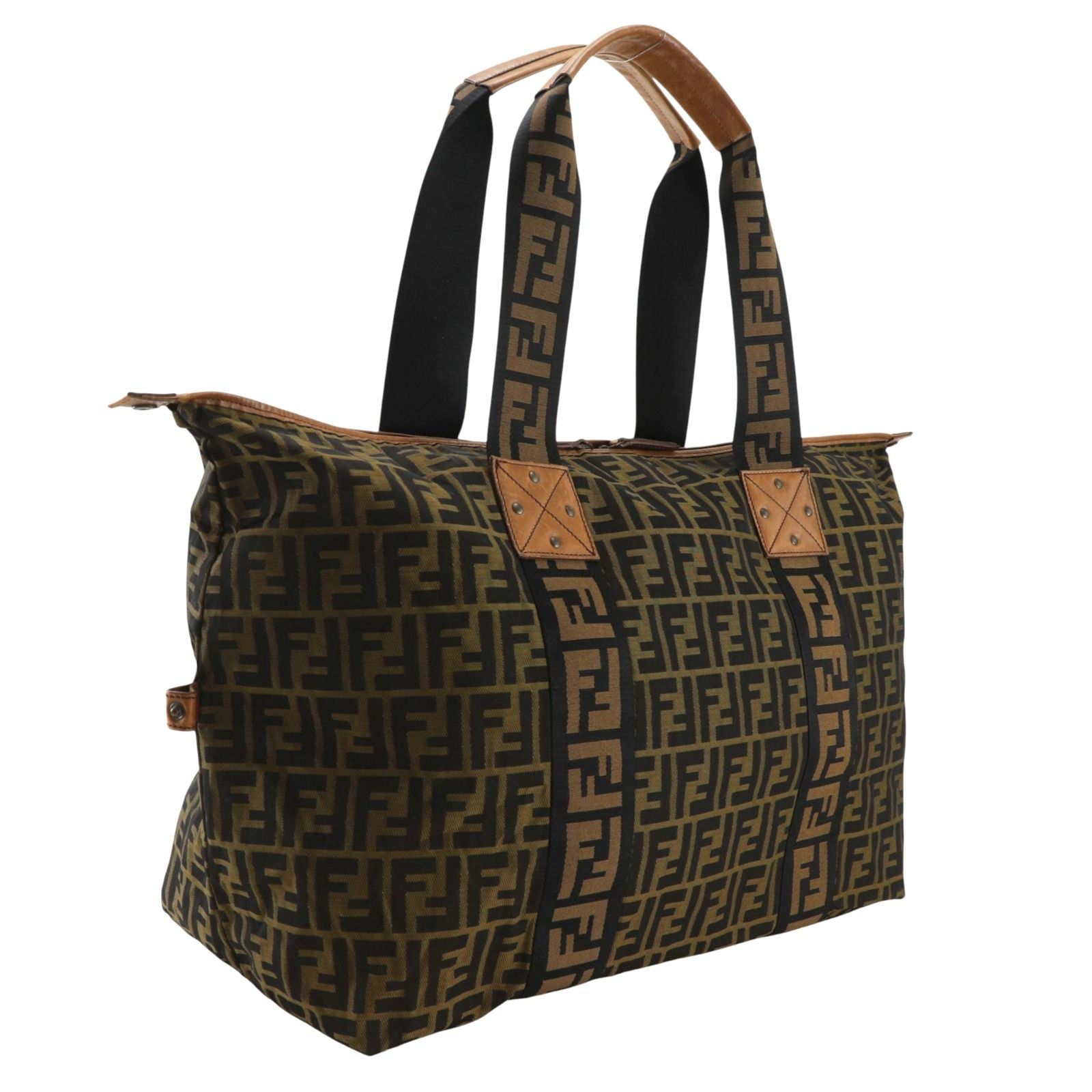 Fendi Zucca Nylon Canvas Brown Boston Bag — view 3