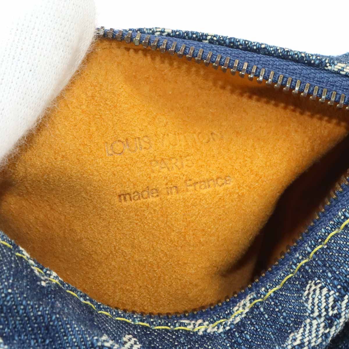 Louis Vuitton Monogram Denim Trousse Speedy PM Pouch Blue Gold — view 6