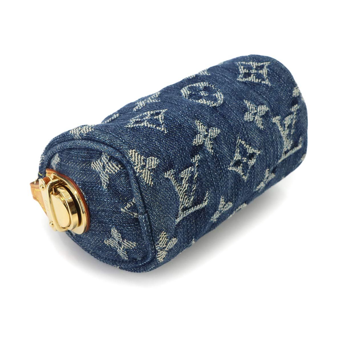 Louis Vuitton Monogram Denim Trousse Speedy PM Pouch Blue Gold — view 4