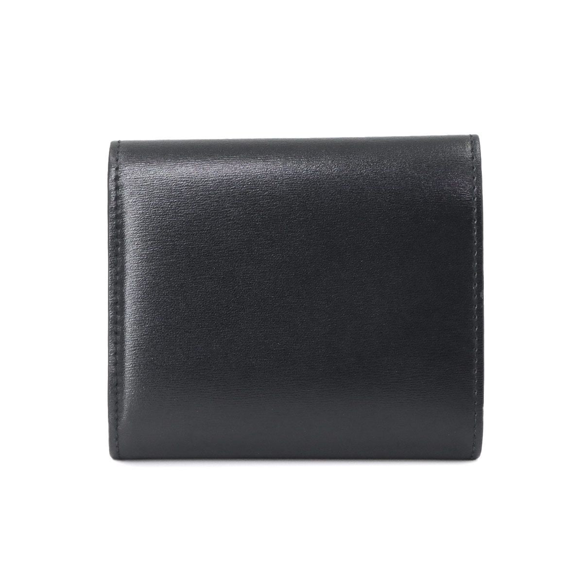 Celine Triomphe Compact Wallet Trifold Leather Black Gold — view 2