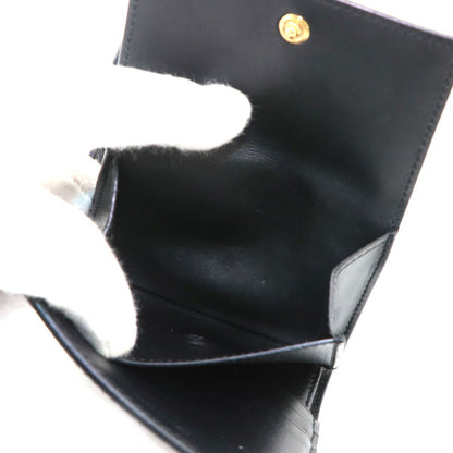 Celine Triomphe Compact Wallet Trifold Leather Black Gold — view 7