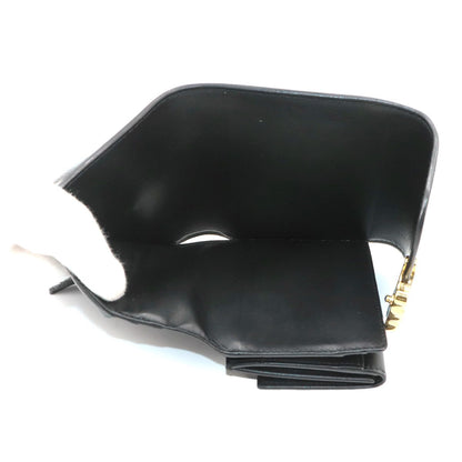 Celine Triomphe Compact Wallet Trifold Leather Black Gold — view 6