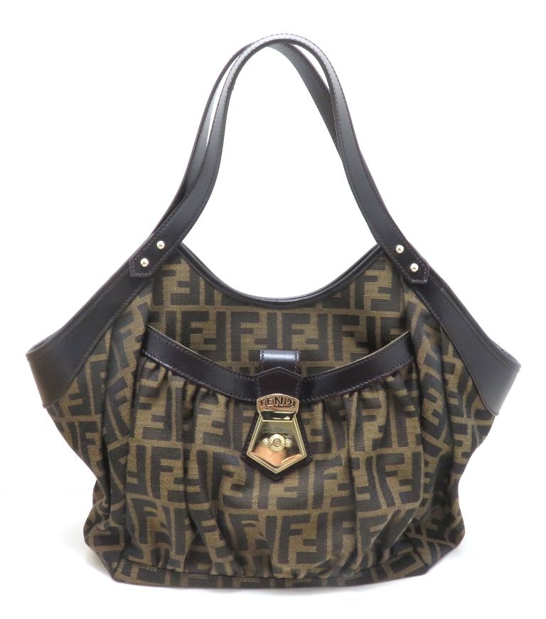 Fendi Zucca Tote Bag Canvas Dark Brown