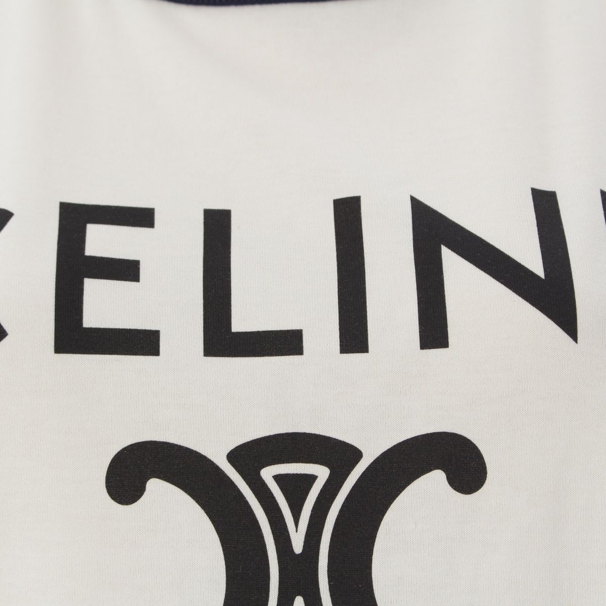 Celine Cotton Logo Triomphe Print Classic Short Sleeve T-Shirt Top White Dark — view 7