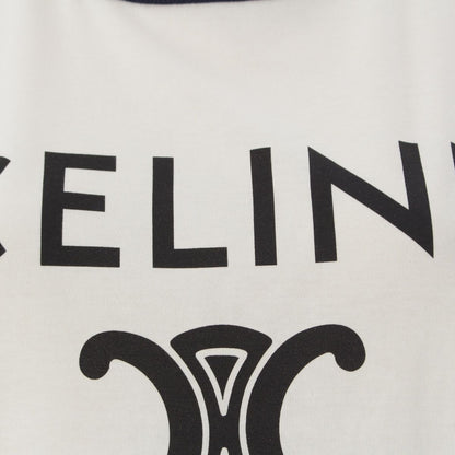 Celine Cotton Logo Triomphe Print Classic Short Sleeve T-Shirt Top White Dark — view 7