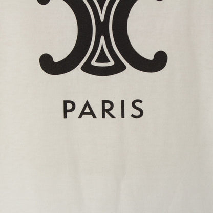 Celine Cotton Logo Triomphe Print Classic Short Sleeve T-Shirt Top White Dark — view 8