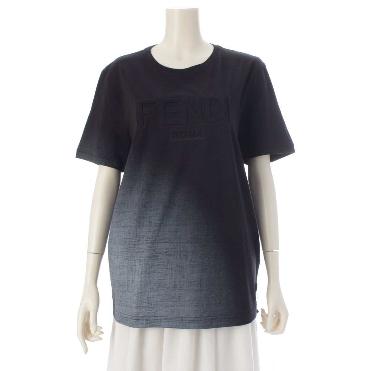 Fendi Embossed Logo Gradient Short Sleeve T-Shirt Top Afrm Black