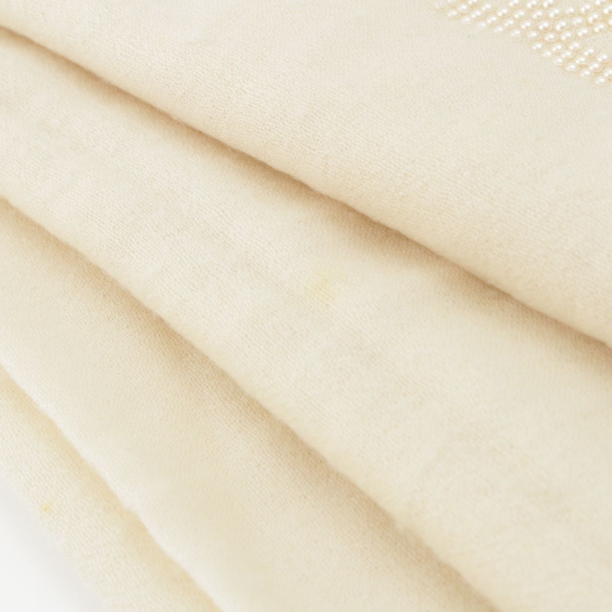 Chanel Cashmere Pearl CC Logo Large Scarf Shawl White — view 6