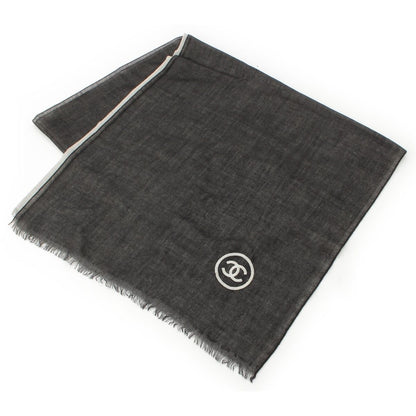 Chanel CC Logo Shawl Black White Scarf