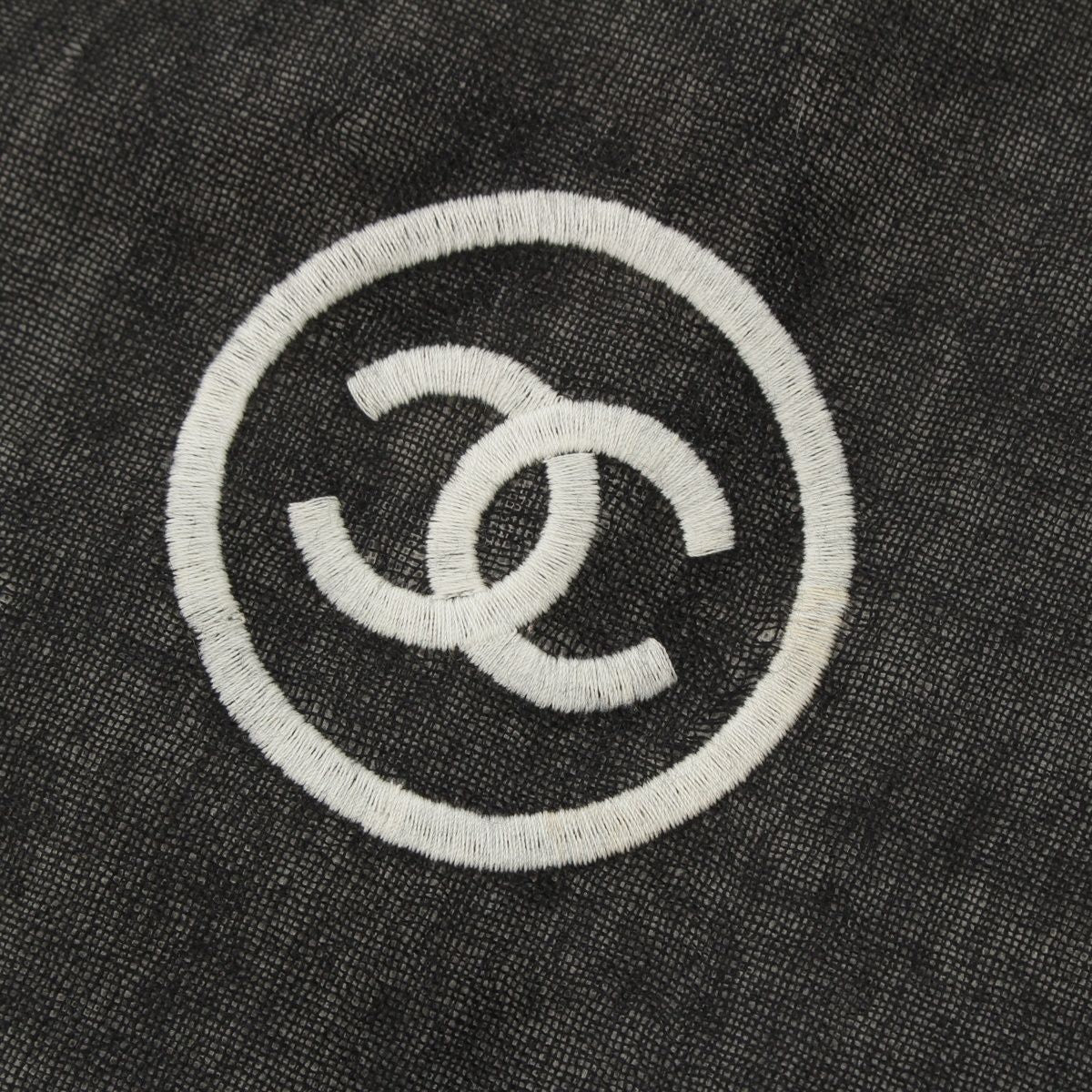 Chanel CC Logo Shawl Black White Scarf — view 3