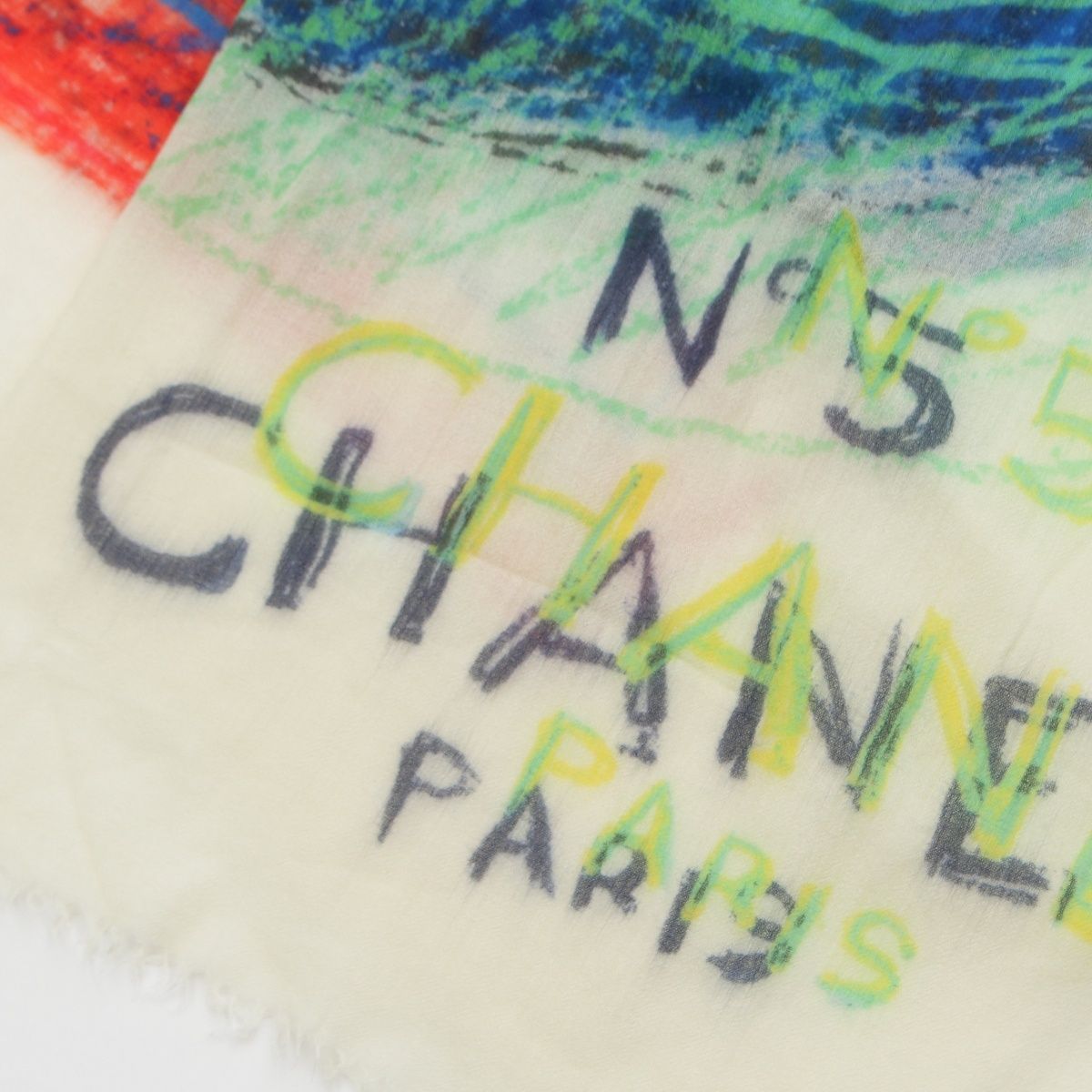 Chanel No 5 CC Logo Shawl White Multicolor Scarf — view 3