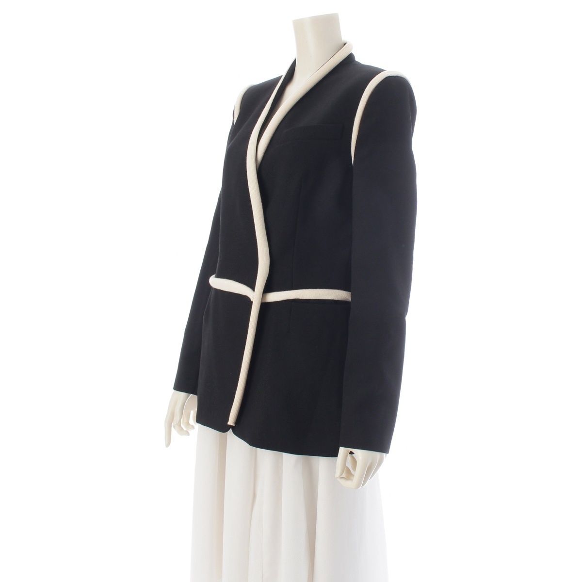 Louis Vuitton Wool Rayon Bicolor Tailored Jacket Black White 36 — view 2