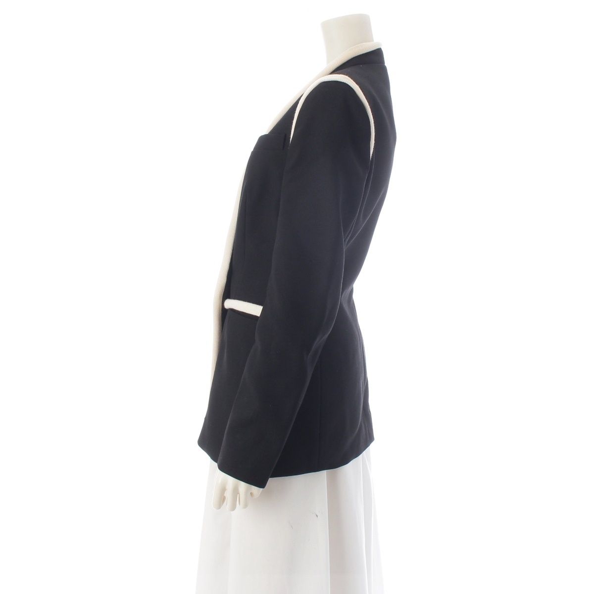 Louis Vuitton Wool Rayon Bicolor Tailored Jacket Black White 36 — view 3