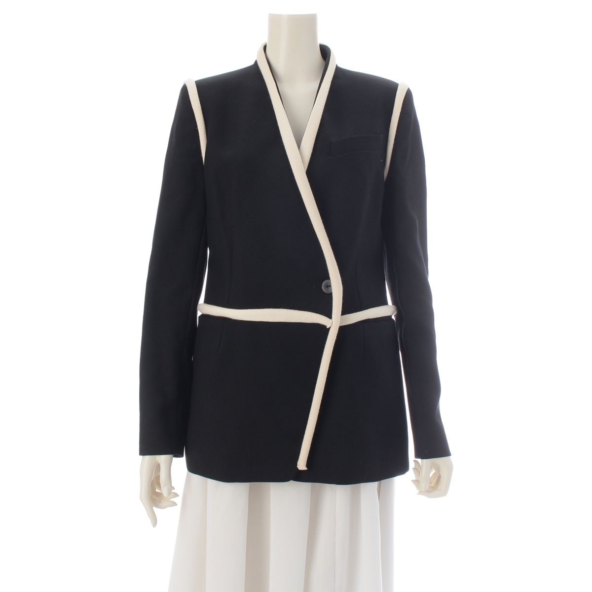 Louis Vuitton Wool Rayon Bicolor Tailored Jacket Black White 36