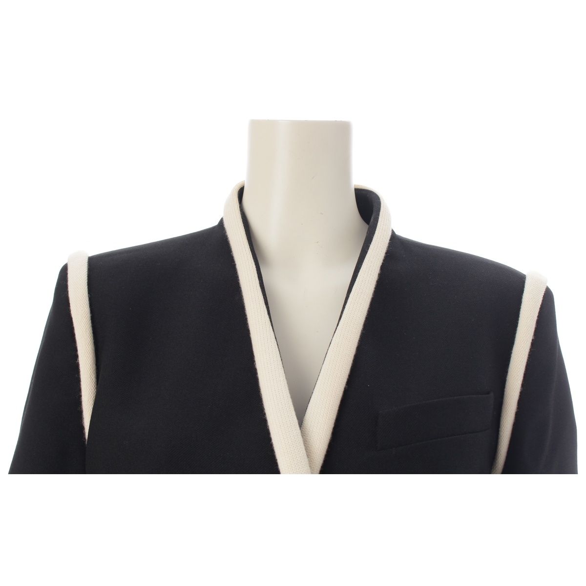 Louis Vuitton Wool Rayon Bicolor Tailored Jacket Black White 36 — view 5