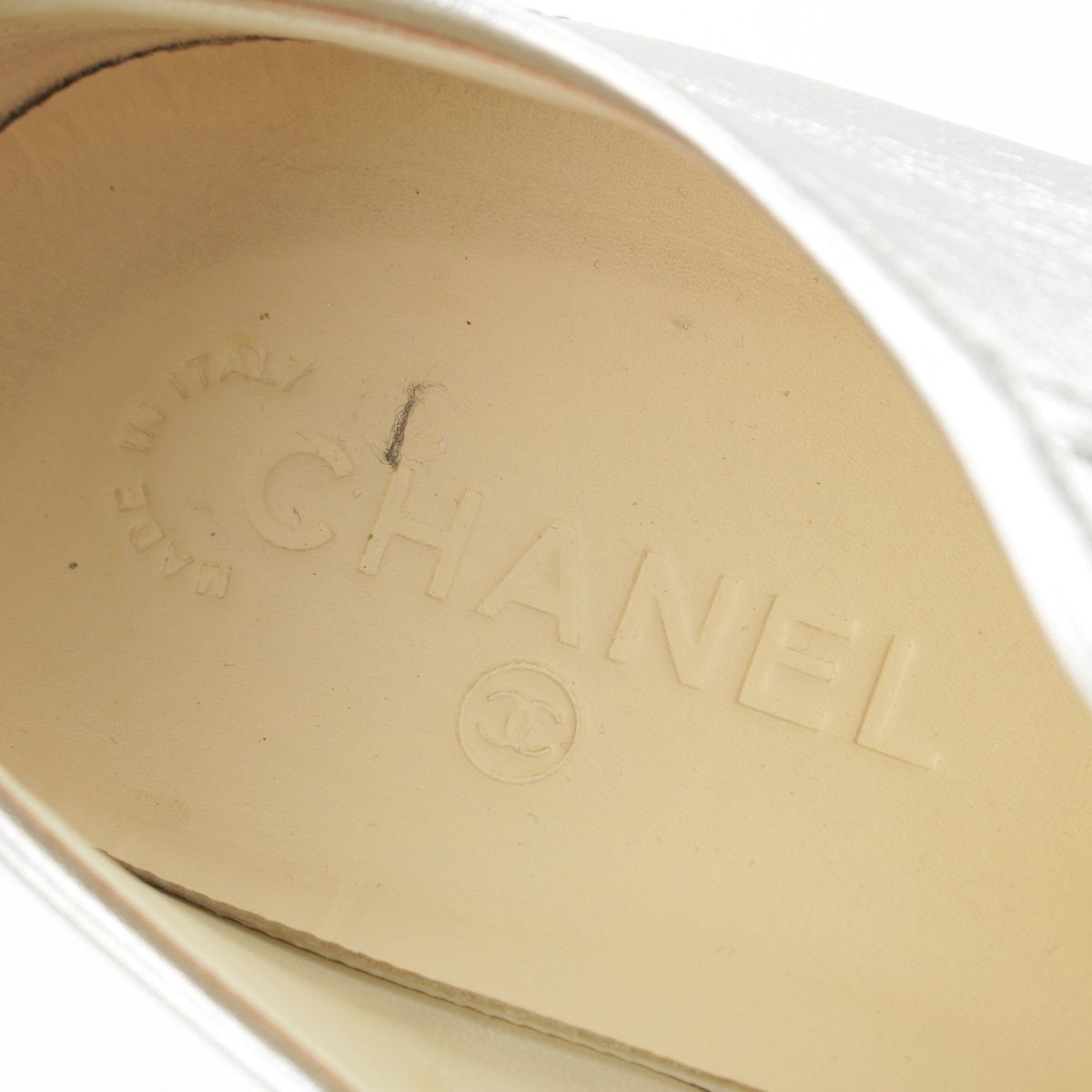 Chanel Leather Low-Top Sneakers Silver — view 7