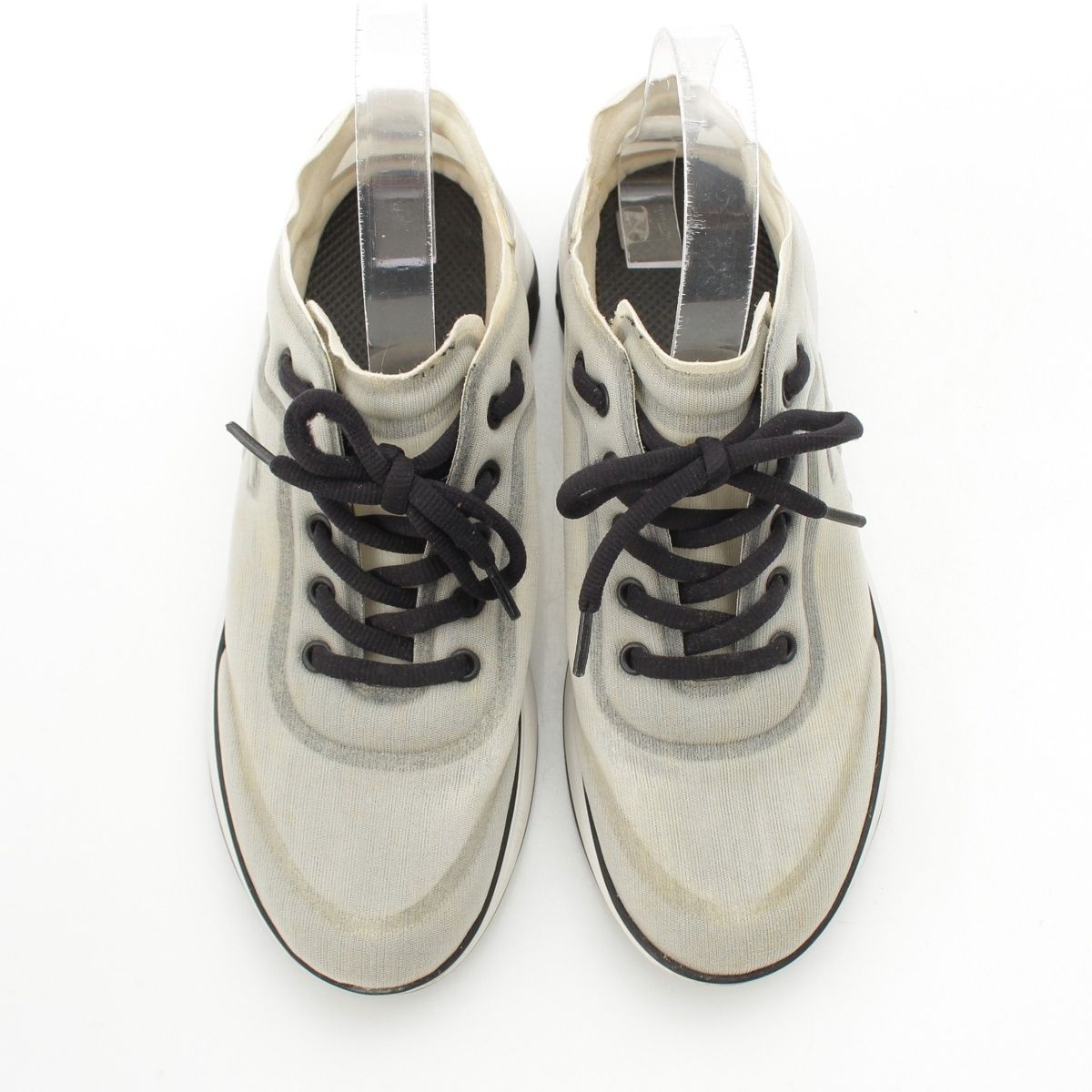 Chanel Fabric CC Logo Mesh Low-Top Sneakers Gray — view 2