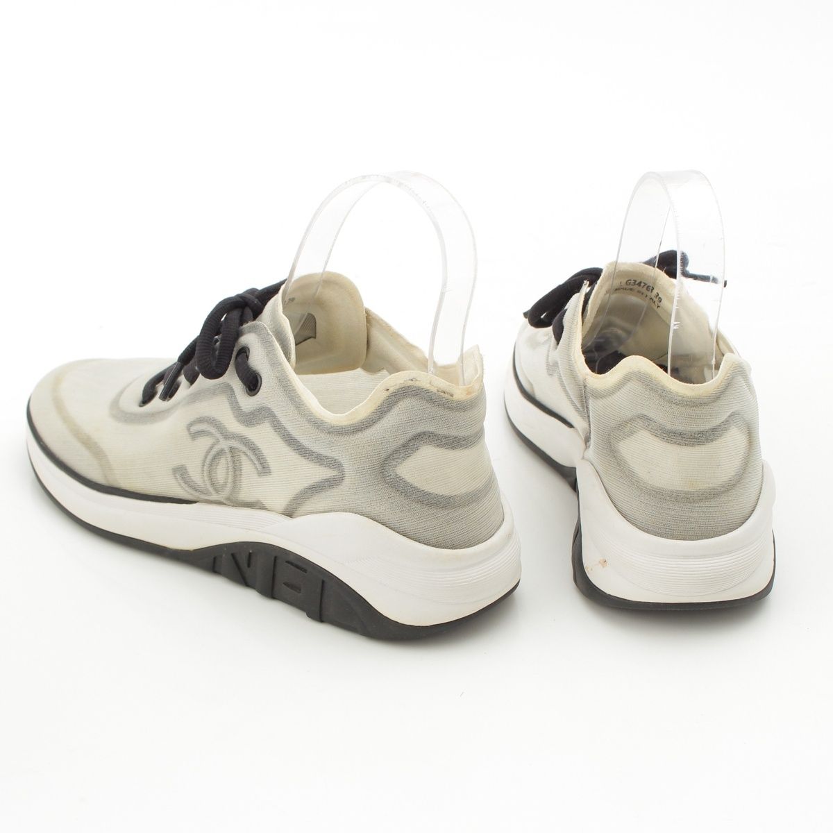 Chanel Fabric CC Logo Mesh Low-Top Sneakers Gray — view 4