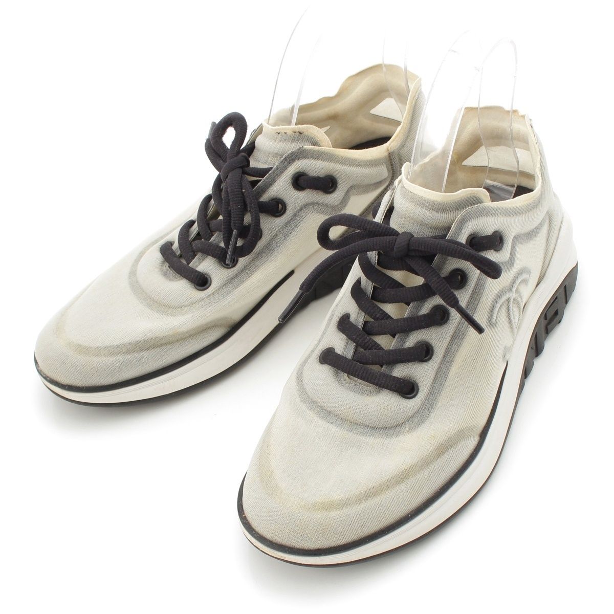 Chanel Fabric CC Logo Mesh Low-Top Sneakers Gray