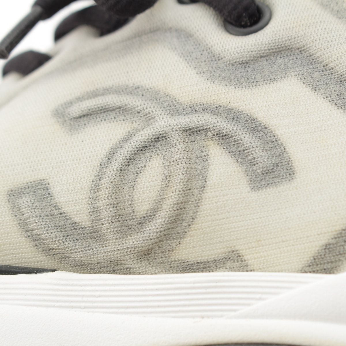Chanel Fabric CC Logo Mesh Low-Top Sneakers Gray — view 7