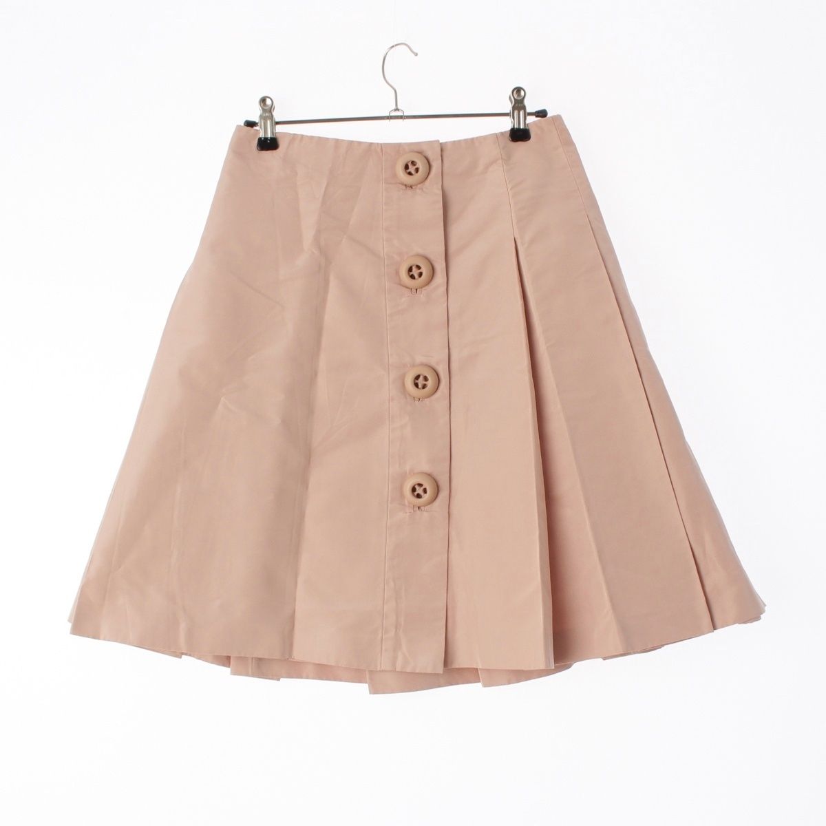 Prada Silk Big Button Skirt Pleated Pink 38