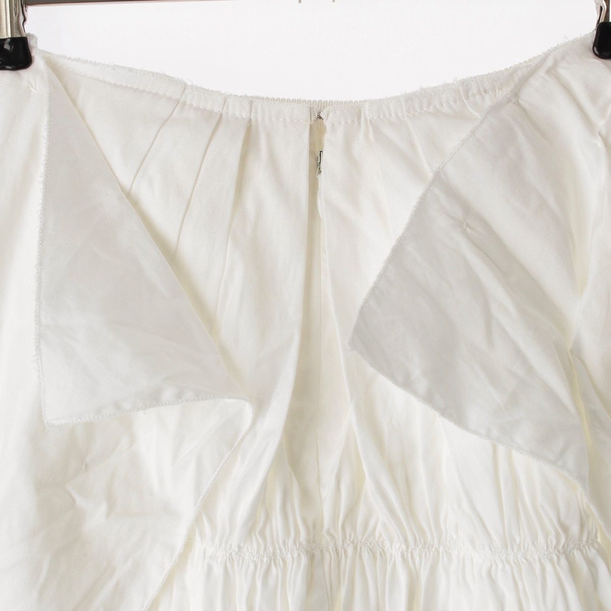 Prada Cotton Gathered Asymmetric Skirt Flare White 38 — view 6