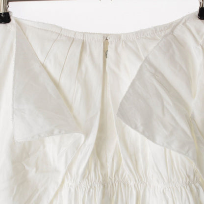 Prada Cotton Gathered Asymmetric Skirt Flare White 38 — view 6