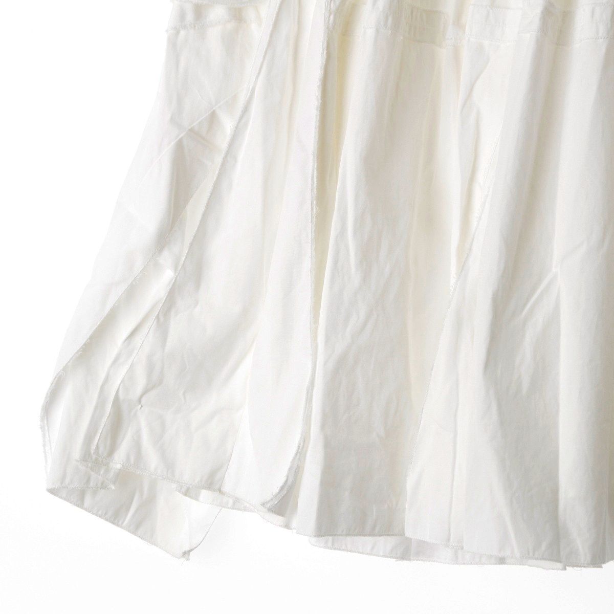 Prada Cotton Gathered Asymmetric Skirt Flare White 38 — view 5