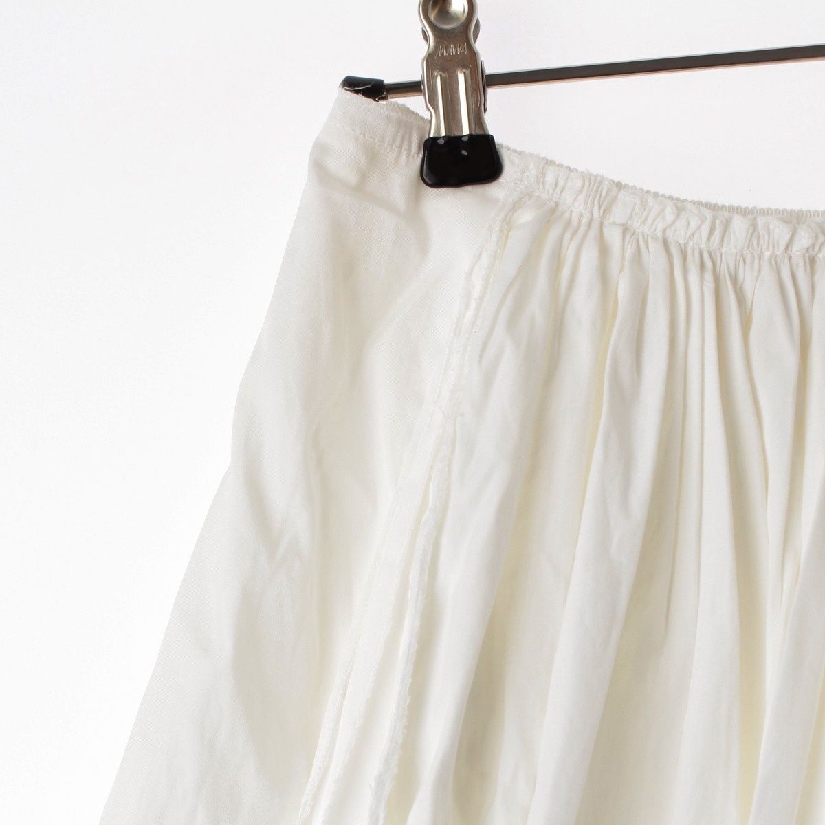 Prada Cotton Gathered Asymmetric Skirt Flare White 38 — view 4