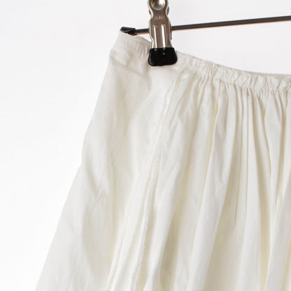 Prada Cotton Gathered Asymmetric Skirt Flare White 38 — view 4