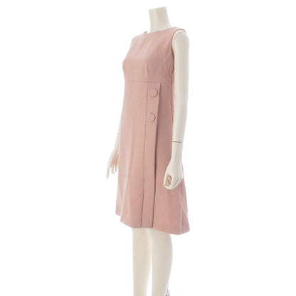 Prada Virgin Wool Cupro Silk Button Sleeveless Dress Pink 38 — view 2