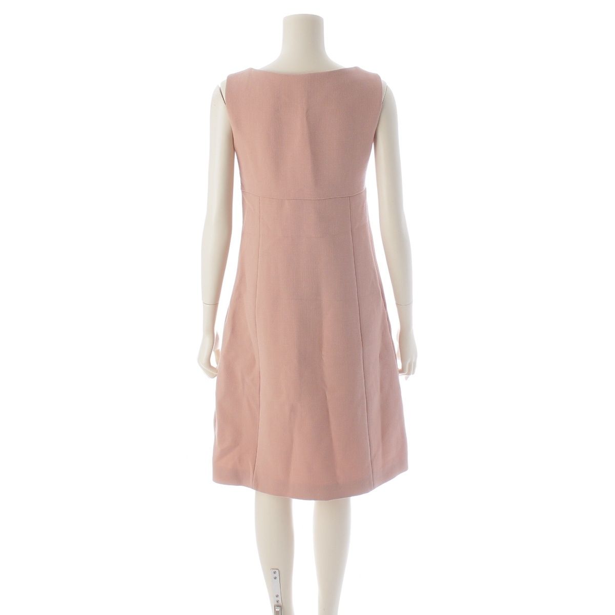 Prada Virgin Wool Cupro Silk Button Sleeveless Dress Pink 38 — view 4