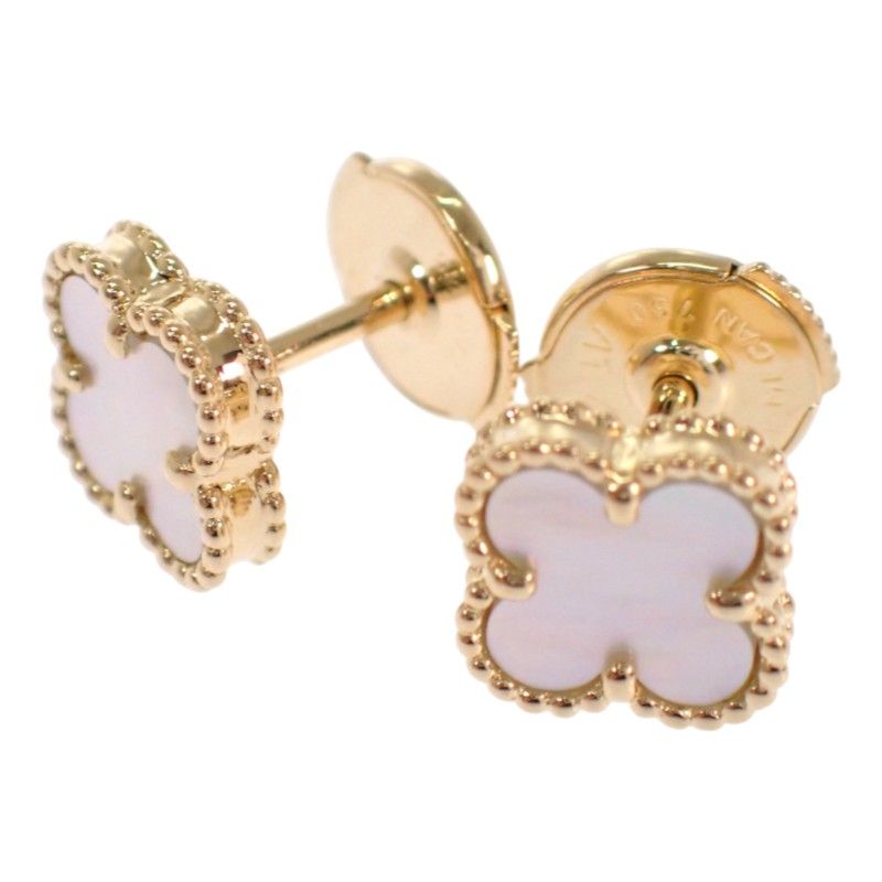 Van Cleef & Arpels Sweet Alhambra Earrings 18k Yellow Gold Mother of Pearl — view 5