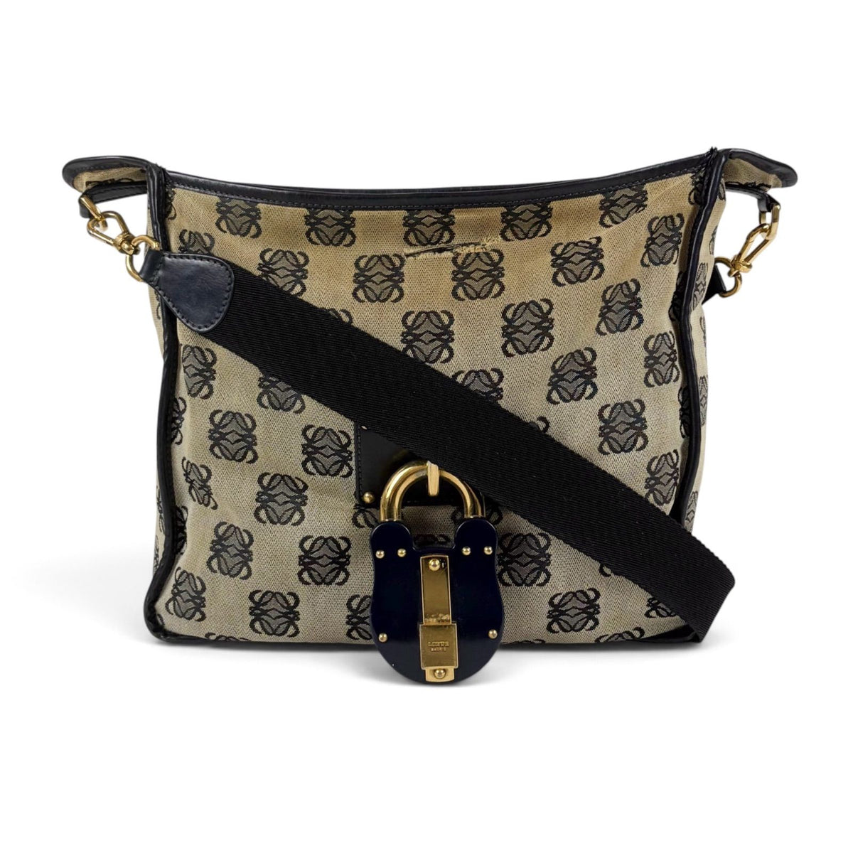 Loewe Repeat Anagram Canvas Cross Big Padlock Logo Navy Crossbody — view 2
