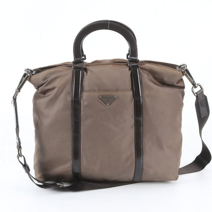 Prada Tessuto Nylon Triangle Logo Leather 2-Way Shoulder Bag Crossbody