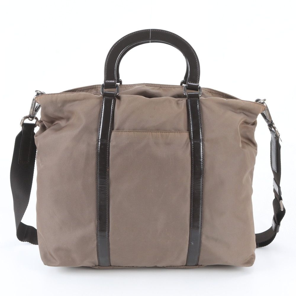 Prada Tessuto Nylon Triangle Logo Leather 2-Way Shoulder Bag Crossbody — view 4