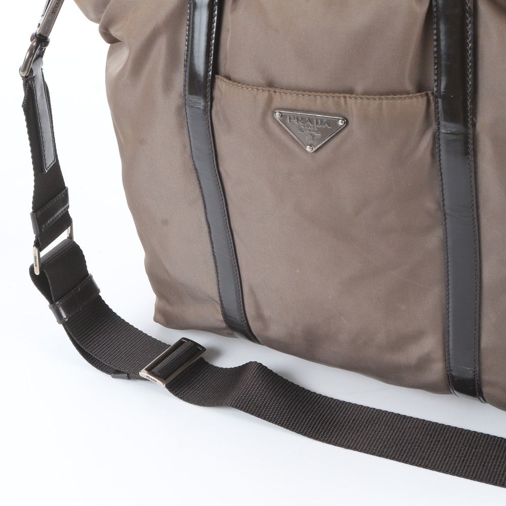 Prada Tessuto Nylon Triangle Logo Leather 2-Way Shoulder Bag Crossbody — view 3