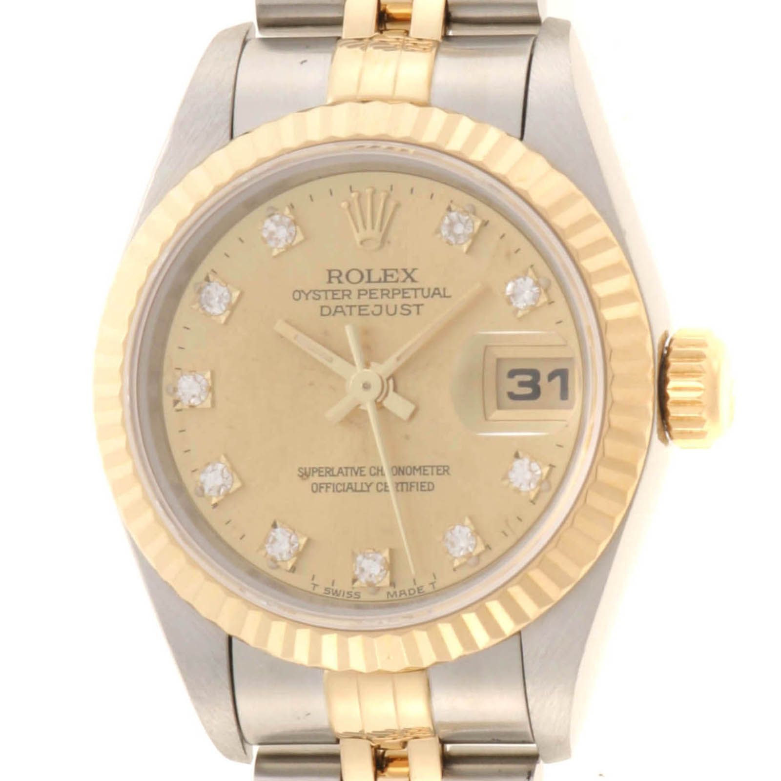 Rolex Datejust Diamond 18k Yellow Gold Stainless Steel Automatic