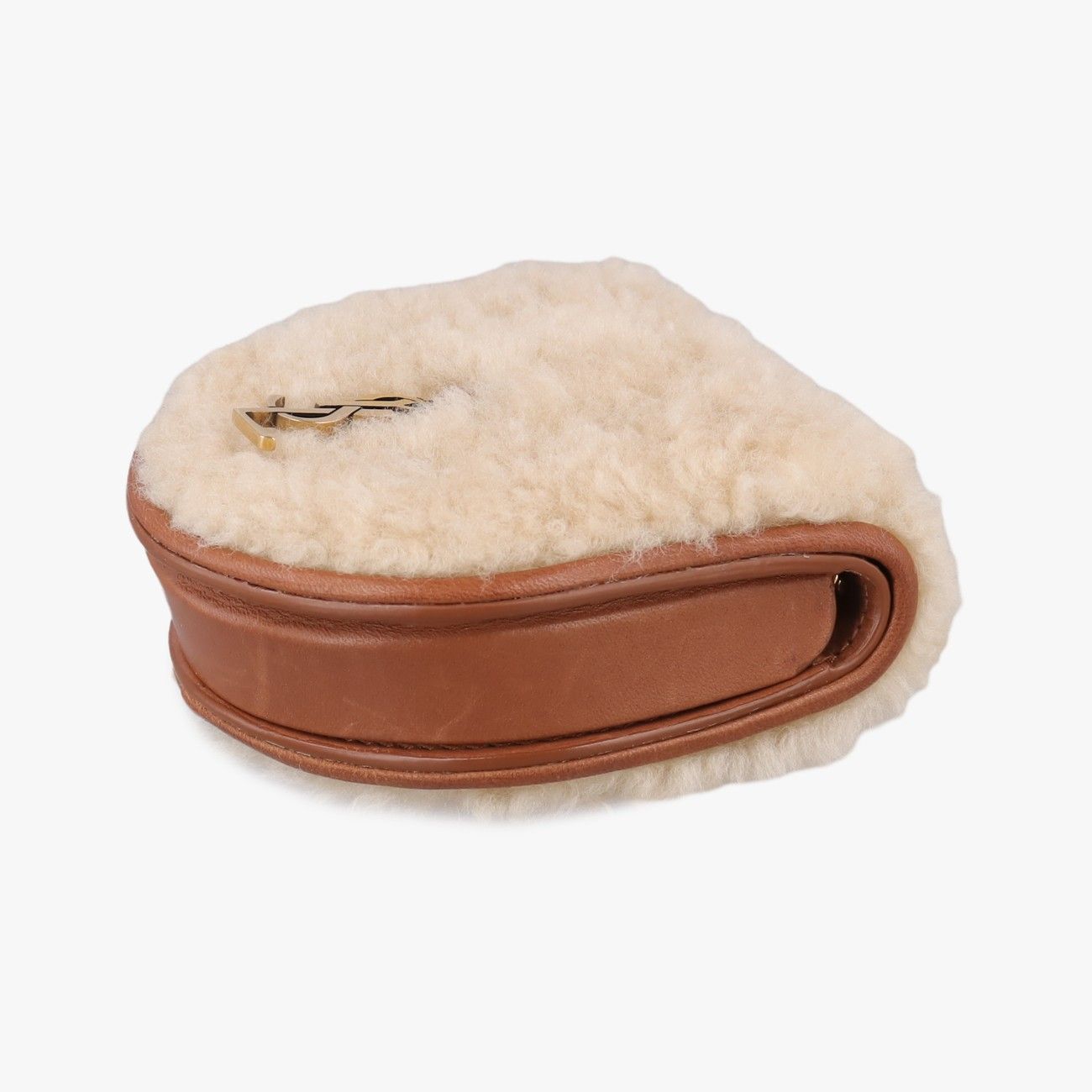 Saint Laurent Le K Baby Satchel Brown Shearling Leather — view 4