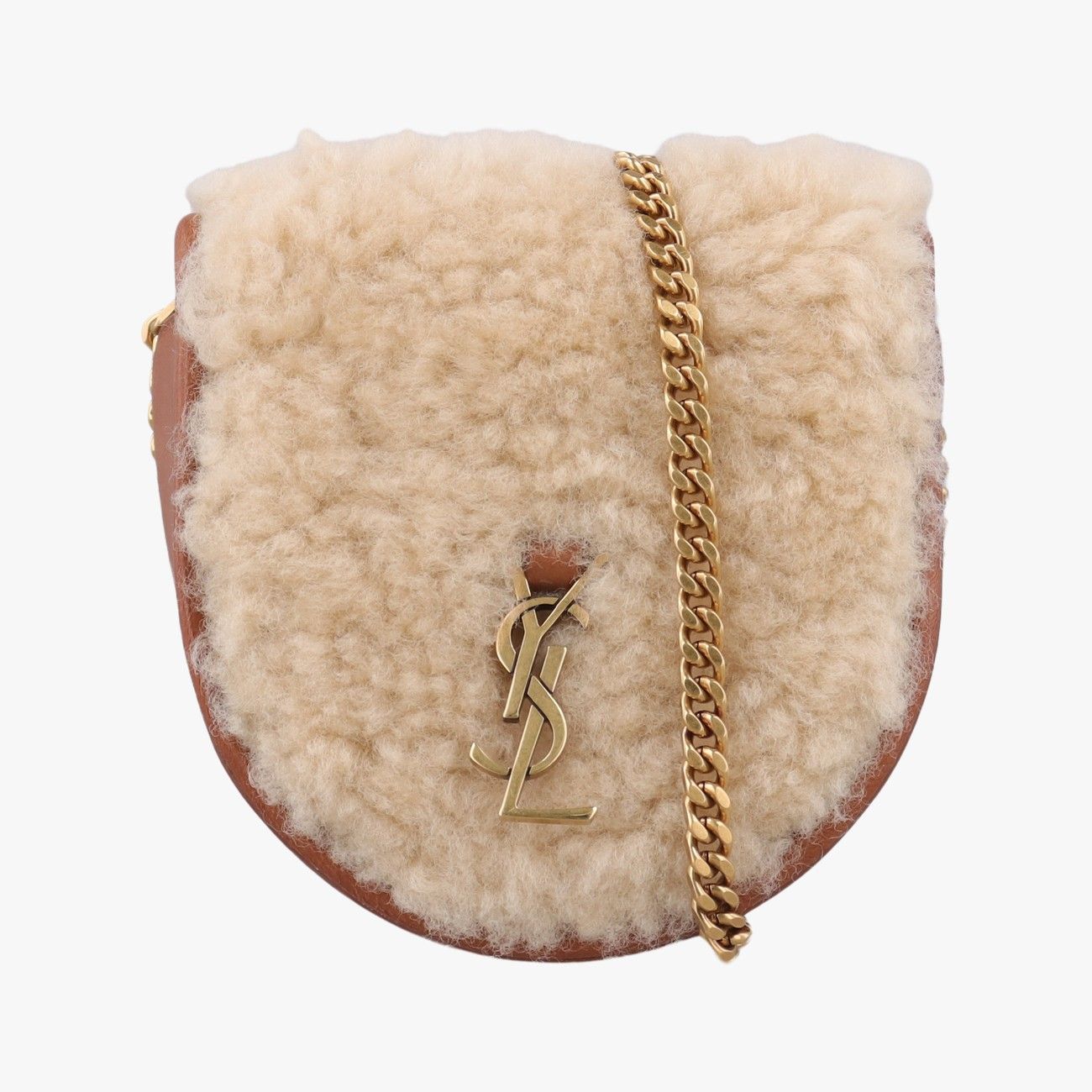 Saint Laurent Le K Baby Satchel Brown Shearling Leather