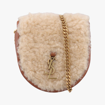 Saint Laurent Le K Baby Satchel Brown Shearling Leather