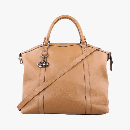 Gucci GG Charm Top Handle Camel Leather