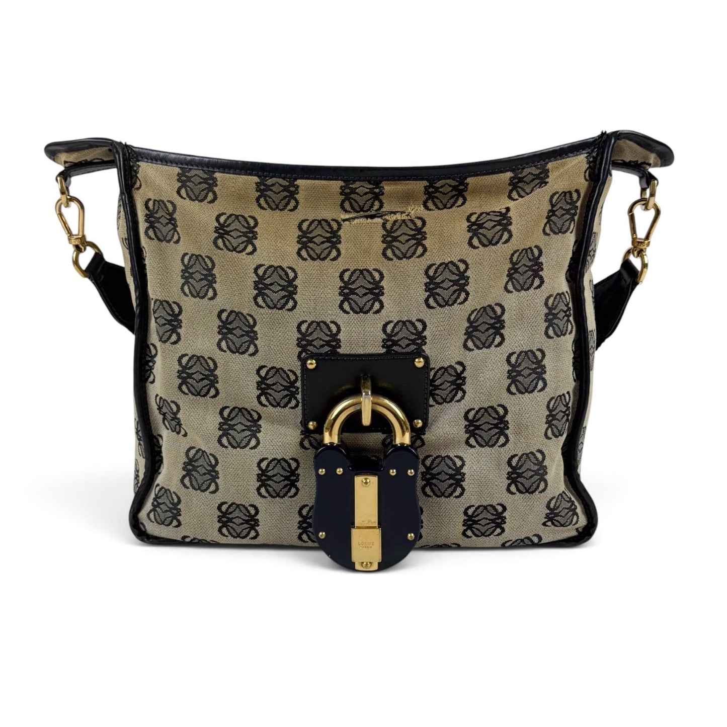 Loewe Repeat Anagram Canvas Cross Big Padlock Logo Navy Crossbody — view 3