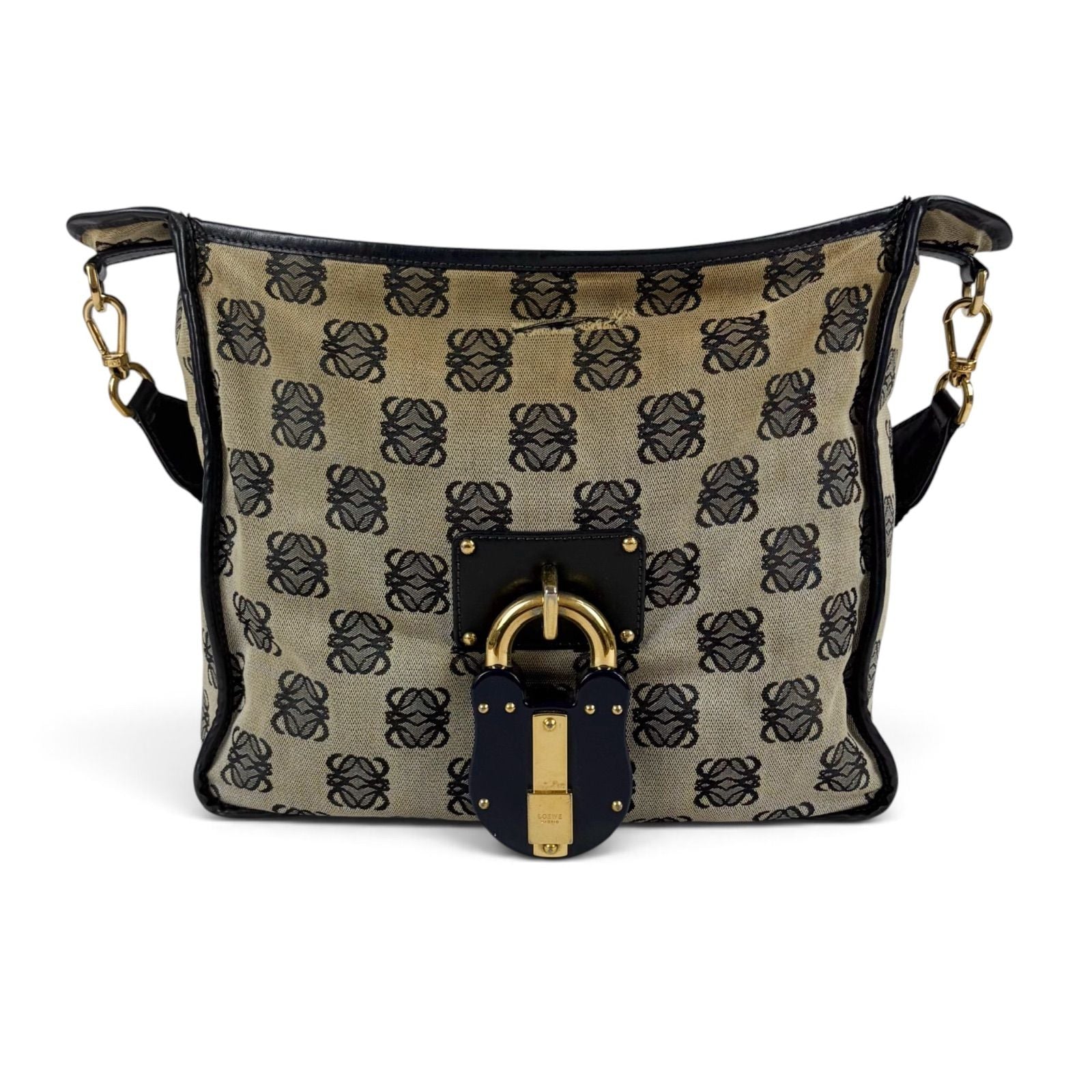 Loewe Repeat Anagram Canvas Cross Big Padlock Logo Navy Crossbody — view 3