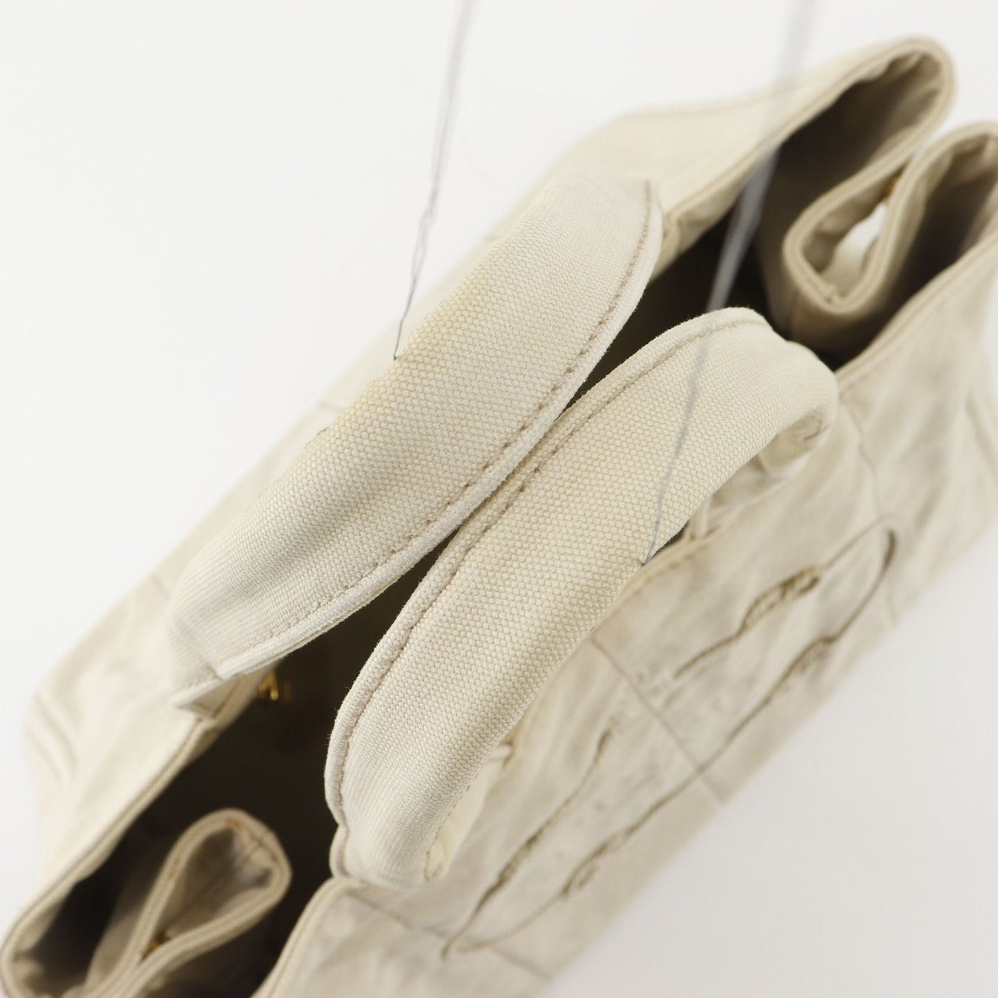 Prada Canapa Tote Bag M Canvas Beige — view 5