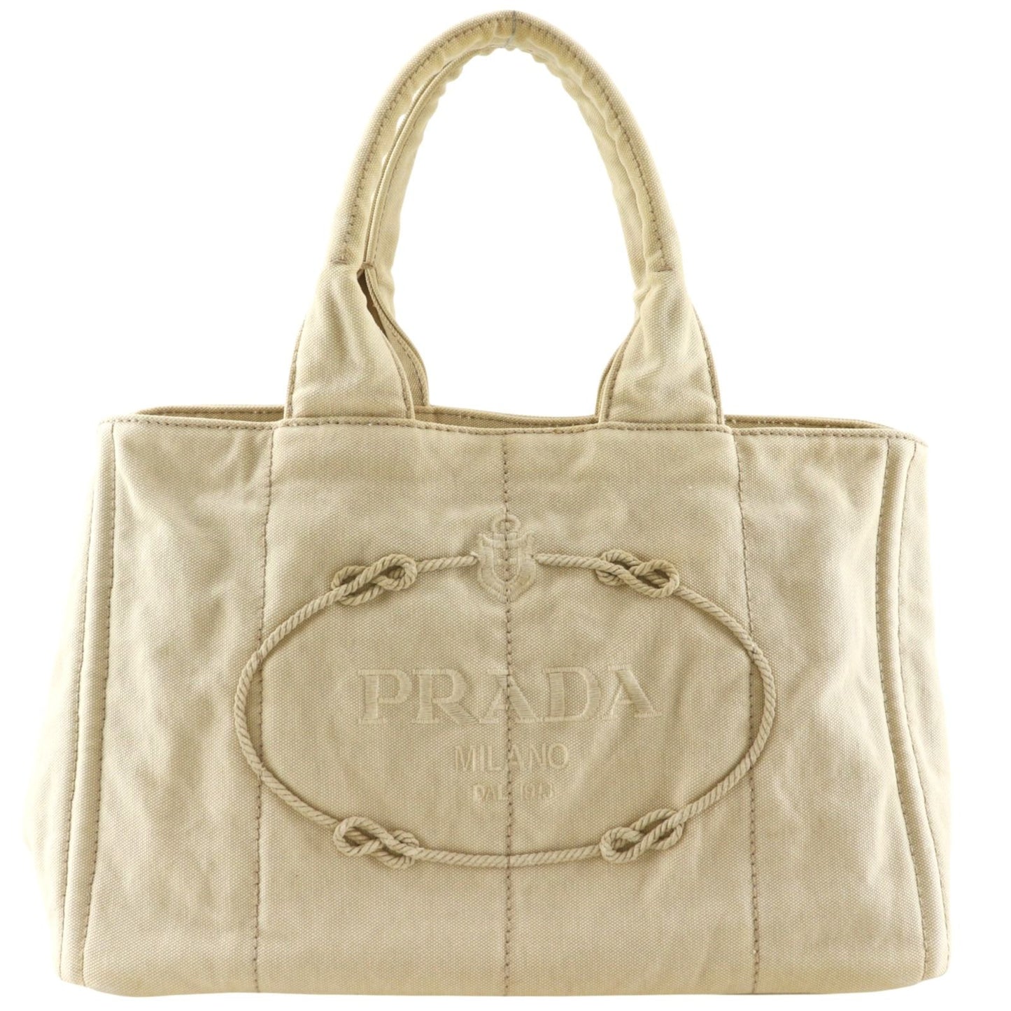 Prada Canapa Tote Bag M Canvas Beige