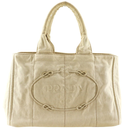 Prada Canapa Tote Bag M Canvas Beige