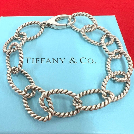 Tiffany & Co Vintage Oval Link Twist Bracelet 925 Sterling Silver