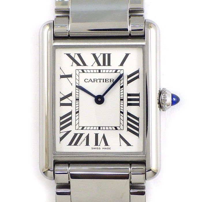 Cartier Watch Tank Must LM Rectangular Silver Dial Roman Index SS Quartz Analog