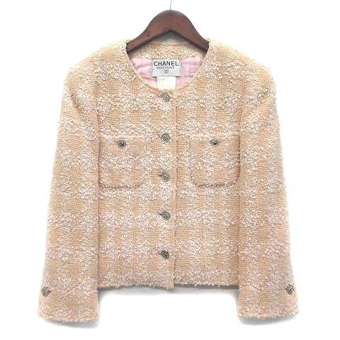 Chanel 96P Vintage CC Logo Silver Button Tweed Skirt Suit Top and Bottom Set — view 2